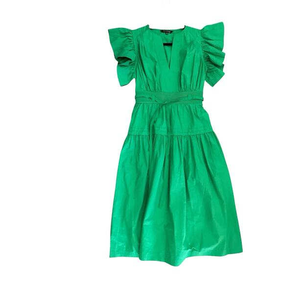 Strut&bolt PURE ENCHANTMENT GREEN 100% COTTON MIDI DRESS - Picture 12 of 14